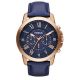 Fossil Men's Grant Chronograph Navy Blue Leather Watch FS4835